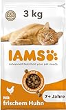 IAMS Senior Katzenfutter trocken mit Huhn - Trockenfutter für ältere Katzen ab 7 Jahren, 3 kg