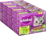 Whiskas Senior 7+ Katzennassfutter Gemischte Auswahl in Sauce, 48 Portionsbeutel, 12x85g (4er Pack) –...
